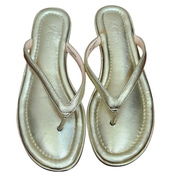 J.CREW FACTORY Women's Easy Metallic Gold Summer Flip-Flops sz 8 - Picture 3 of 10
